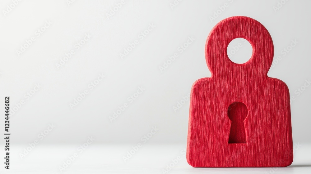 Aufkleber red security padlock with keyhole representing cybersecurity breach alert system