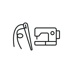 Sewing machine and needle and thread set icon featuring a sleek and professional look, ideal for sewing workshops, clothing brands, and DIY craft projects.