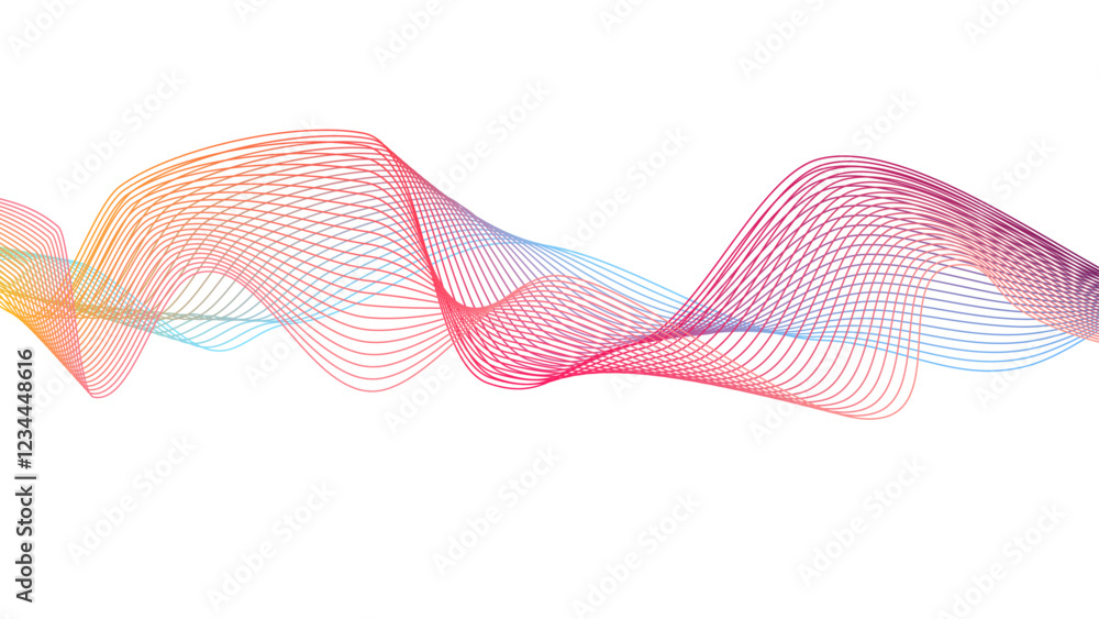 Aufkleber Dynamic gradient colorful flowing wave design element. Abstract wavy lines gradient vector line blend element. Wave element with colorful gradient lines blend effect. 