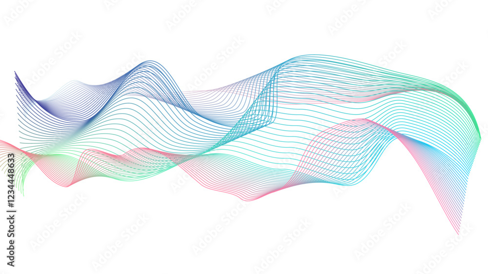 Fototapete Dynamic gradient colorful flowing wave design element. Abstract wavy lines gradient vector line blend element. Wave element with colorful gradient lines blend effect. 