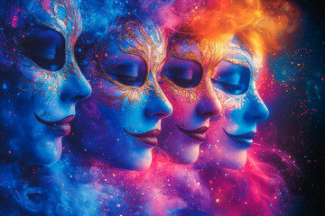 Obraz premium background portrait of a person with a mask colorful 