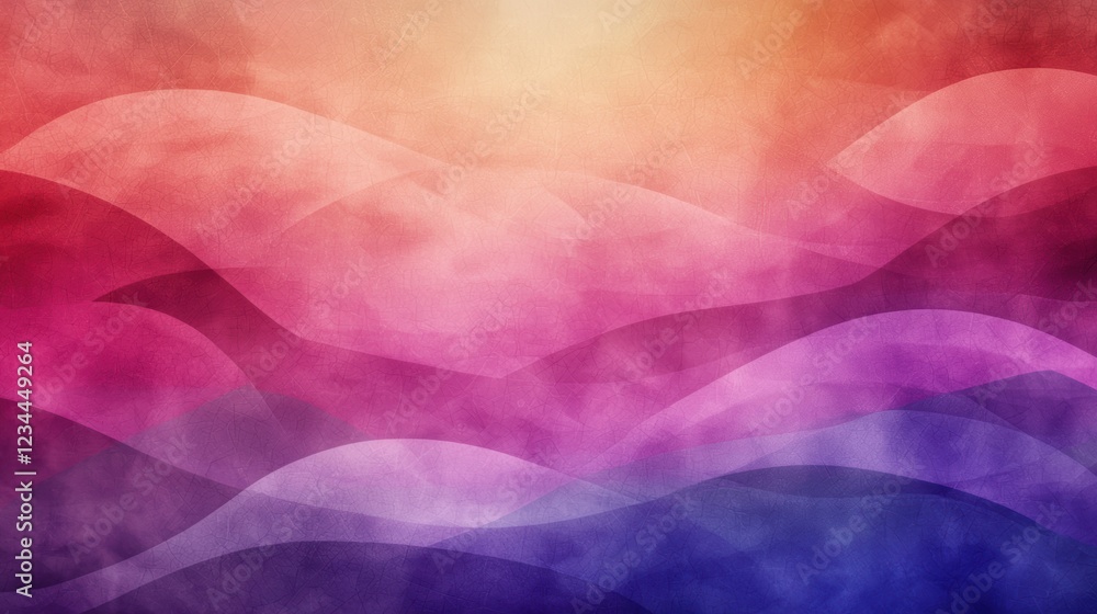 Poster vibrant abstract composition with fluid waves and soft gradients in warm and cool tones
