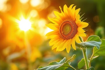 Fototapeta premium Beautiful sunflower landscape sunlight outdoors nature.