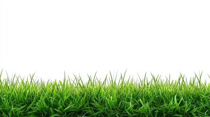Fototapeta premium Lush Green Grass Border on White Background Creating a Fresh and Clean Natural Aesthetic for Various Design Applications