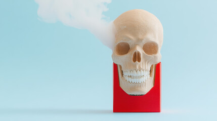No smoking, A high-fidelity image of a cigarette pack featuring a skull-shaped smoke design, ideal for commercial use and graphic projects.