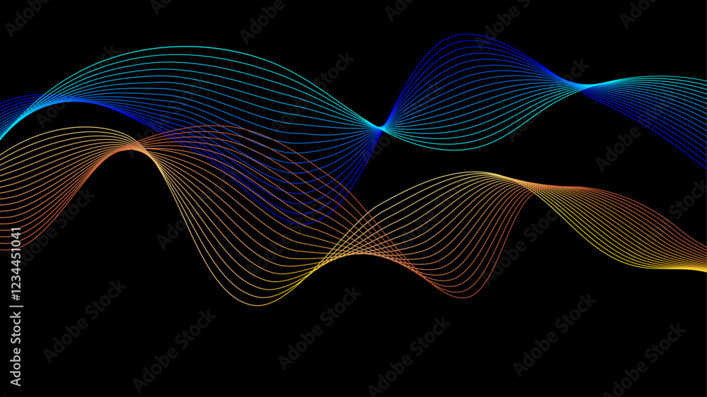 Poster abstract blue and pink gradient backdrop technology background with flowing dynamic wave lines. abst