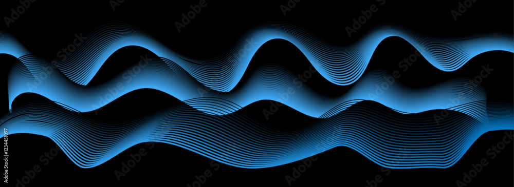 Poster abstract blue backdrop technology background with flowing dynamic wave lines. abstract modern techno