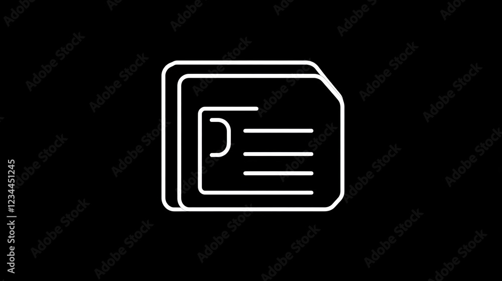 Poster white document icon stack, dark background, digital data storage, website use