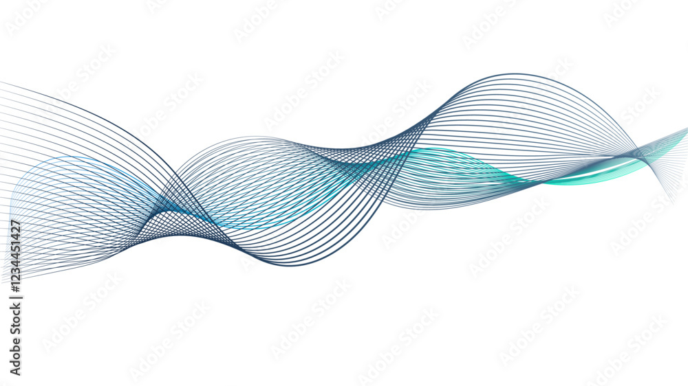 Poster abstract blue smooth wave on a white background. abstract vector wavy lines flowing smooth curve col