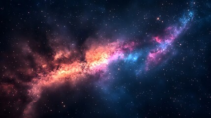 Obraz premium Stunning Galaxy with Colorful Nebula and Stars in Deep Space, Cosmic Universe Background