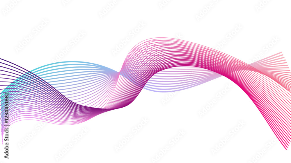 Poster abstract blue smooth wave on a white background. abstract vector wavy lines flowing smooth curve col