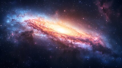 Stunning Galaxy with Colorful Nebula and Stars in Deep Space, Cosmic Universe Background