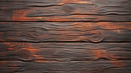 Naklejka premium Dark Brown and Orange Weathered Wood Texture Background