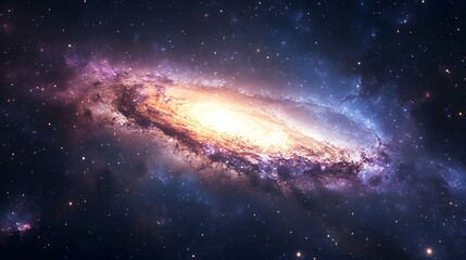 Obraz premium Stunning Galaxy with Colorful Nebula and Stars in Deep Space, Cosmic Universe Background