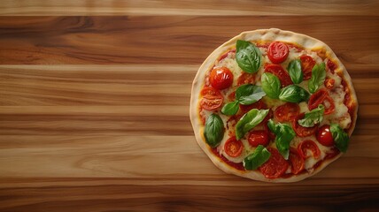 Delicious Pizza Margherita with fresh tomatoes and basil, a classic Italian favorite bursting with flavor.