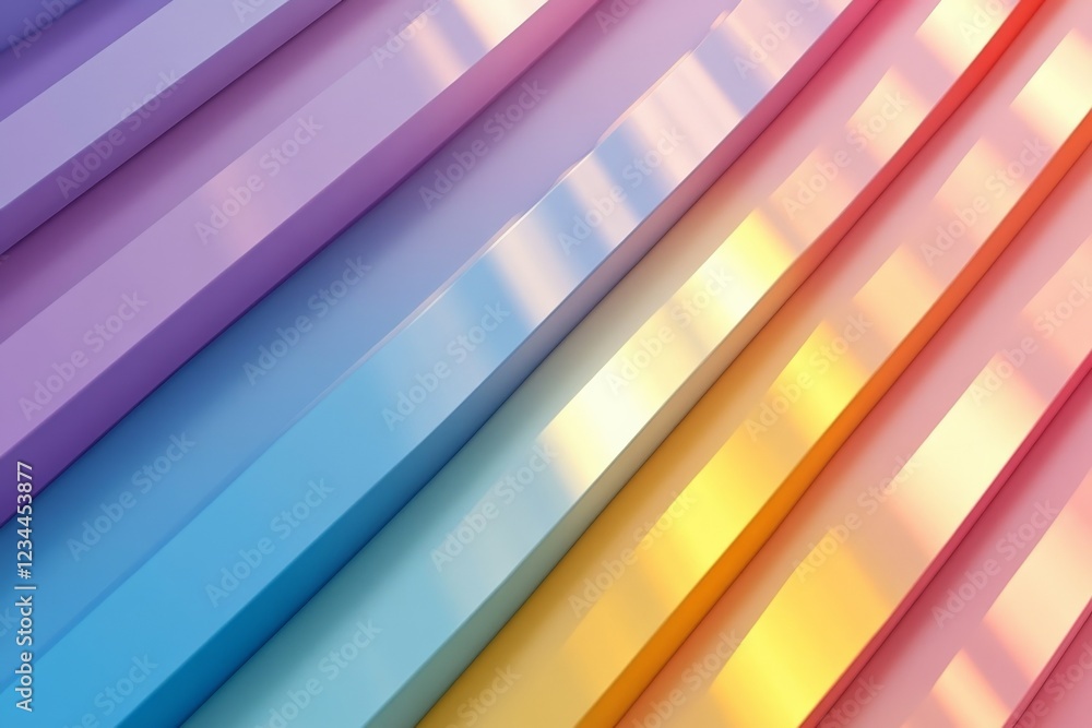 Poster vibrant waves of color create a soothing abstraction with gradients in pastel shades reflecting ligh