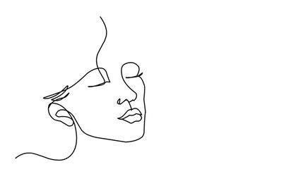 woman faces. Linear background. Use for package, cosmetics, decor. Fashion concept, feminine beauty minimalist