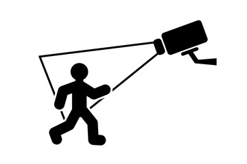 Illustration of a security camera that finds and photographs suspicious persons. Images of security cameras, CCTV, network cameras, smart cameras, and home security solutions.