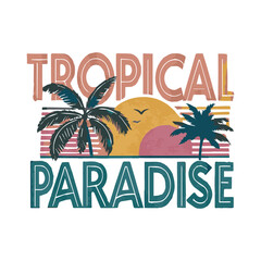 Vintage Tropical Paradise Graphic Design
