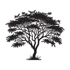 Acacia Tree Silhouette - Safari-Inspired African Tree Art - Acacia Tree Vector - Acacia Tree Illustration - Minimalist Acacia Silhouette - Acacia Vector - Acacia Digital Art
