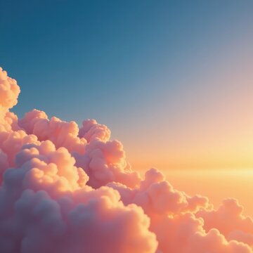 Softly rolling clouds in a serene sunset backdrop, soft, clouds