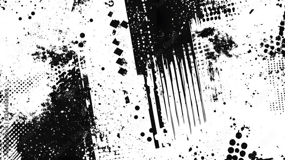 Aufkleber dramatic abstract background with chaotic grunge paint splashes dripping ink blots and bold textural