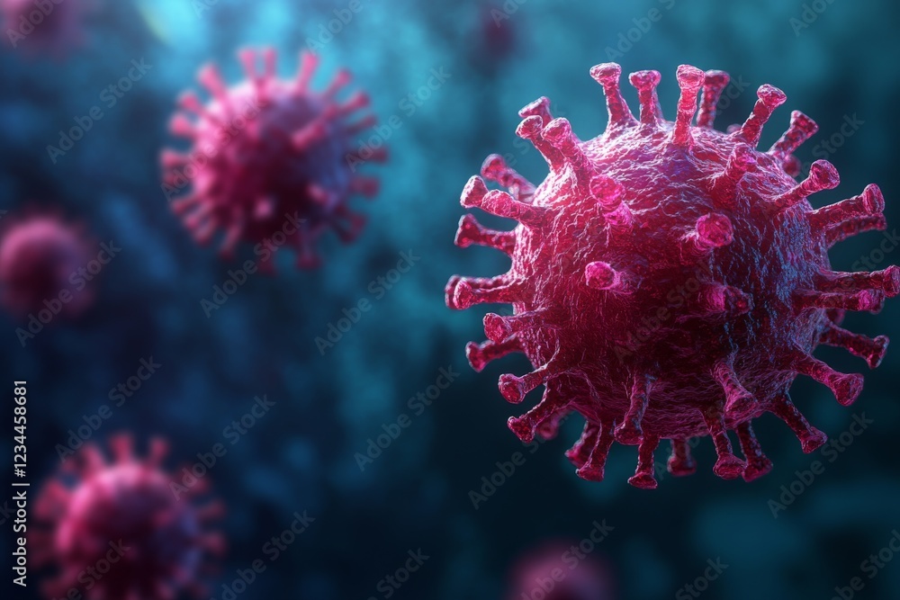 Poster 3d representation of coronavirus particles highlighting structure and form in a scientific illustrat