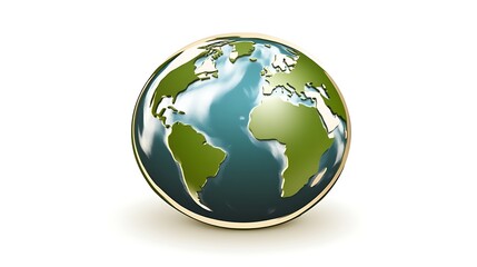 Obraz premium Stylized 3D Earth Globe with Green Continents and Blue Oceans on a white background