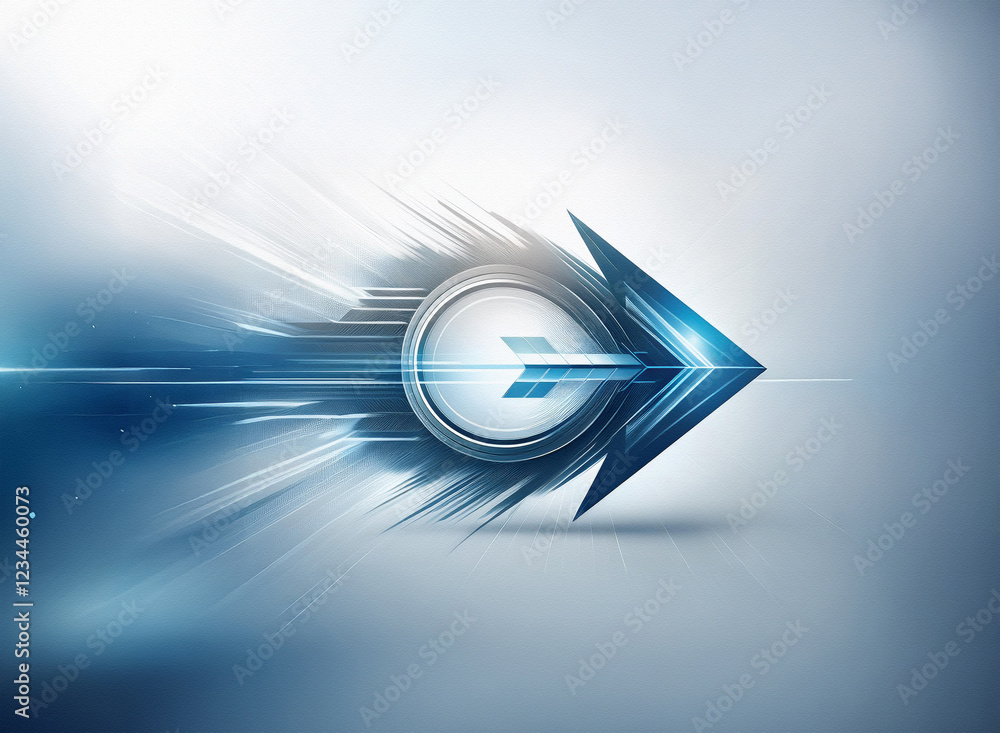 Aufkleber abstract arrow design, futuristic and dynamic. blending dark and light blues with a metallic sheen a