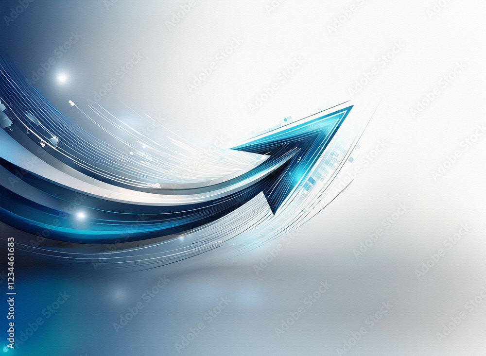 Poster abstract image of a dynamic, curved arrow soaring upward, suggesting progress and growth. its sleek,