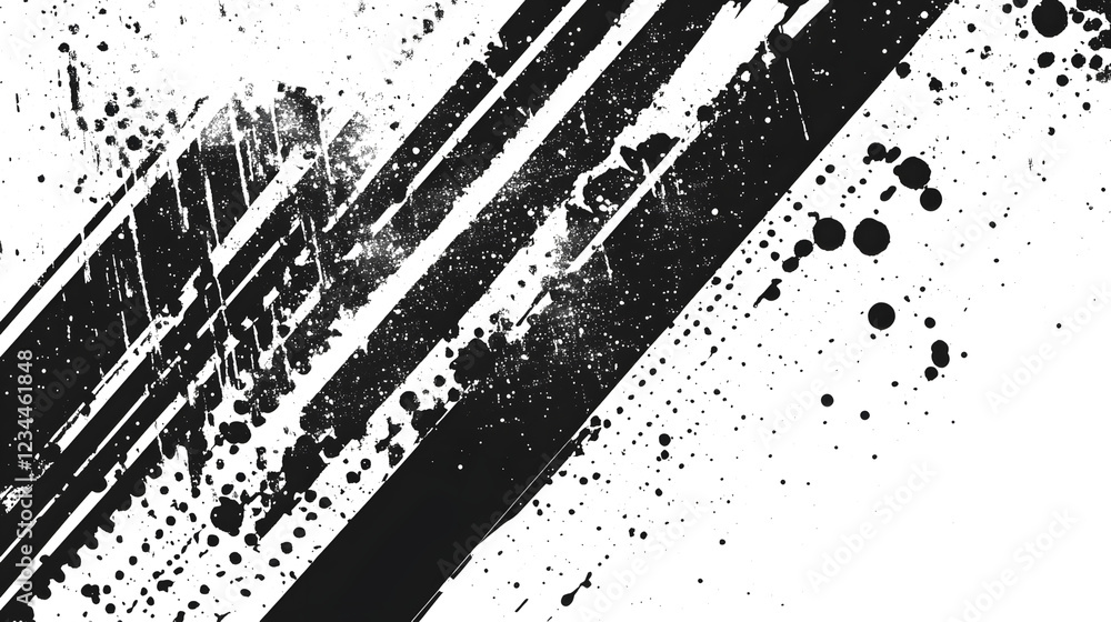 Aufkleber dramatic monochrome grunge abstract background with bold expressive brush strokes dynamic paint spla