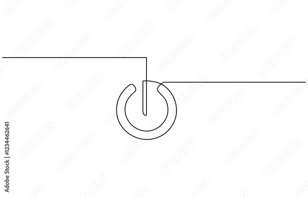Poster on-off button one continuous line drawing, green environment line icon, power icon drawing, power bu