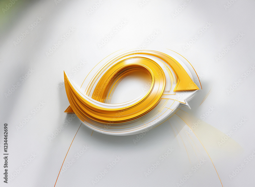 Aufkleber abstract 3d artwork featuring intertwining, swirling gold and white arrows creating a dynamic, circu