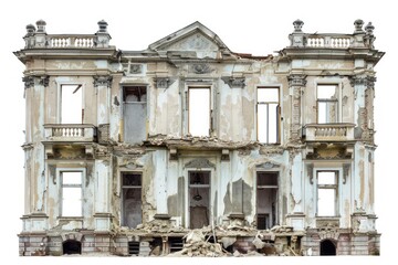 Naklejka premium Classic destroyed building window.