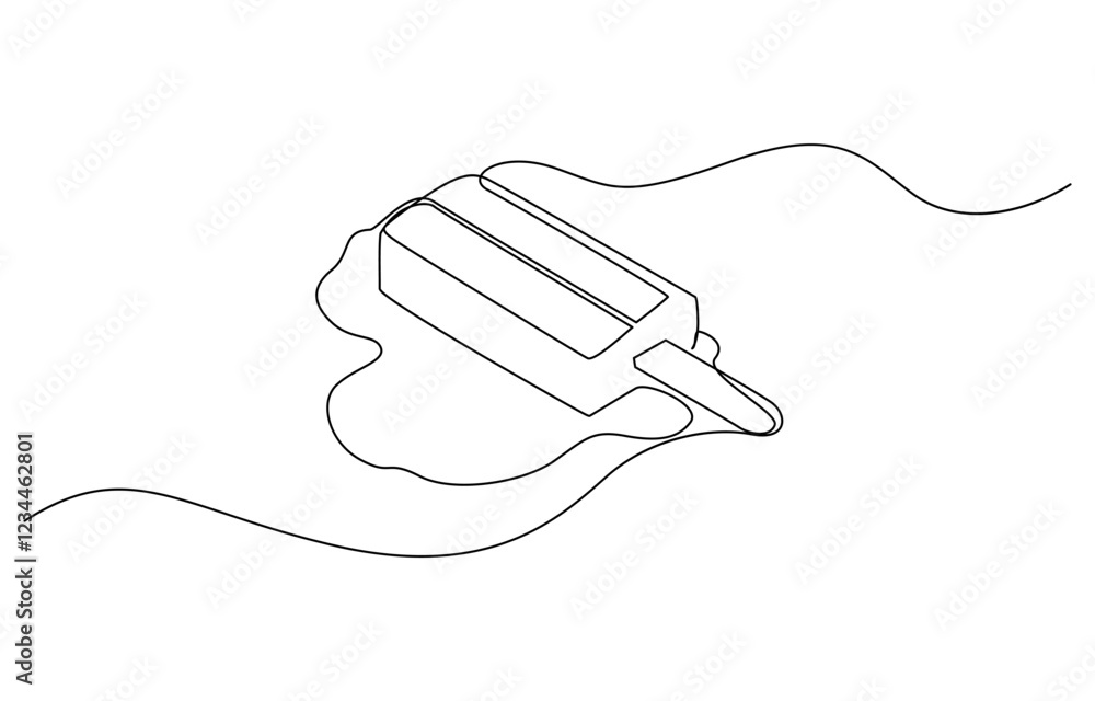Aufkleber one continuous line drawing of fresh ice cream stick. single line art of delicious, continuous one l