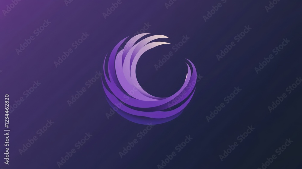 Poster abstract purple swirling shape on a gradient background for design or brand use