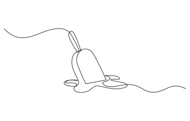 Obraz premium One continuous line drawing of fresh ice cream stick. Single line art of delicious, Continuous one line drawing ice cream bar stick. Dessert concept. Single line draw design vector.