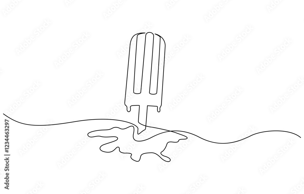 Aufkleber one continuous line drawing of fresh ice cream stick. single line art of delicious, continuous one l