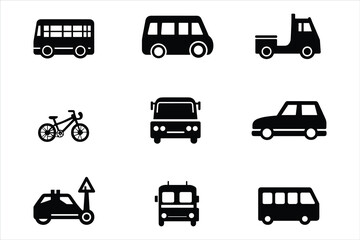 set of Graph icon, black color icon, Stock market icons set with Design vector icons for transportation modes such as car, bicycle, bus, etc