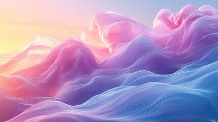 Obraz premium Abstract pastel wavy fabric, soft texture, in front of a gradient sky for background use