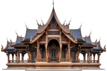 Obraz premium Wooden temple building architecture fortress housing.