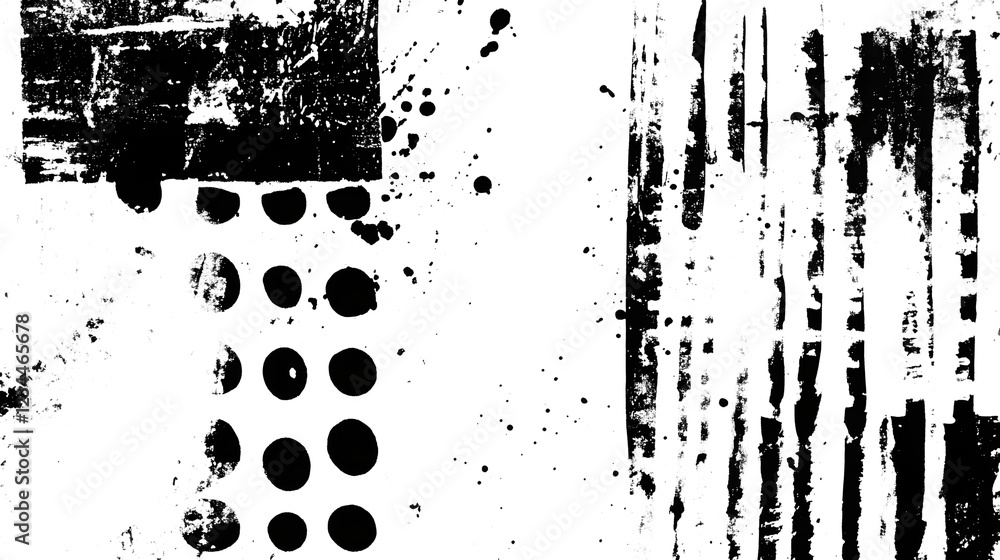 Fototapete striking abstract monochrome background with a dynamic grungy texture featuring bold splatters drips