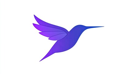 Obraz premium Purple hummingbird in flight, isolated on white background, for logo design