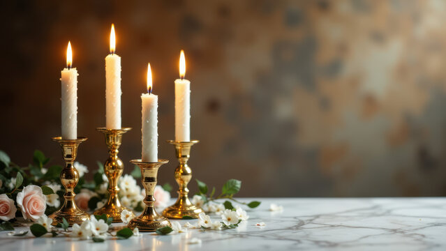 Candlelight centerpiece for a wedding or special event.