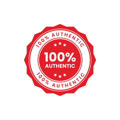 100% Authentic Red Vector Design Template