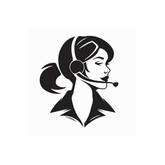 Customer Service Image. Black and white Customer Service Design Logo Vector Image.
