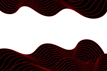 Red And Black Wave Lines On White Background With Copy Space. Technology Banner. Vector Illustration. Abstract Business Wallpaper