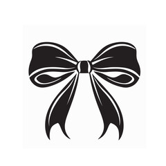Bow icon simple present sign ribbon silhouette vector isolated on white background.