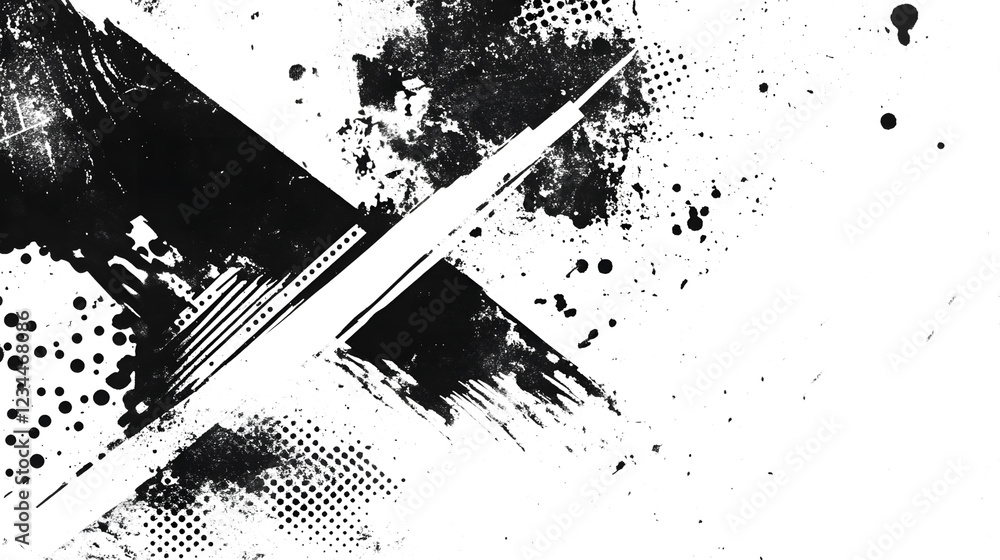 Poster this bold monochrome abstract artwork features a dynamic and expressive composition of grunge textur