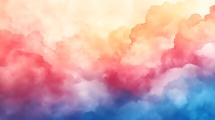 Soft Pastel Watercolor Background with Abstract Cloudy Texture in Pink and Blue Hues